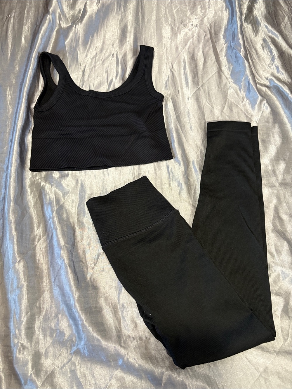 Victoria's Secret Black Ribbed Lounge Leggings set unbranded ribbed active tank